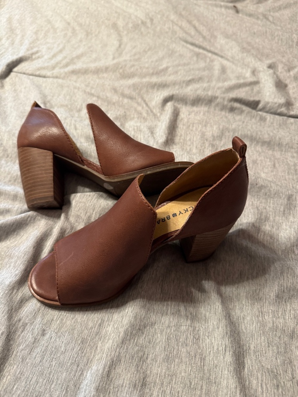 Lucky Brand Brown Open-Toe Block Heel Mules